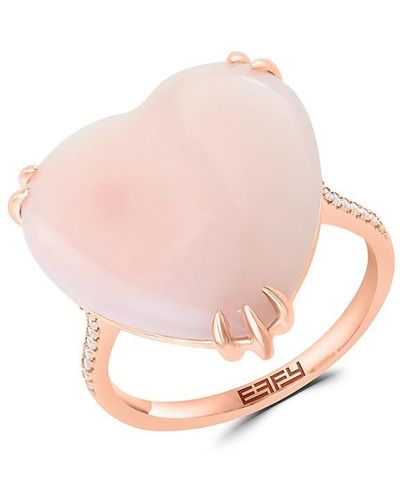 Effy 14k Rose Gold, Pink Opal & Diamond Heart Ring