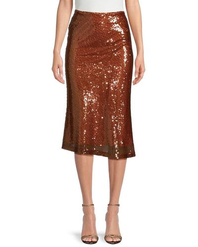 A.L.C. Reese Sequin Embellished Midi Skirt - Brown