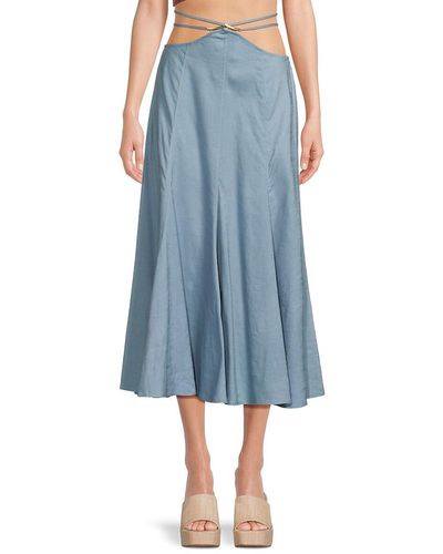 Cult Gaia Sandy Linen Blend Midi Skirt - Blue