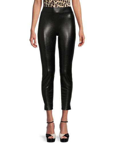 Hue 'Side Slit Faux Leather Trousers - Black