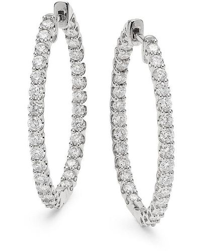 Saks Fifth Avenue 14K & 2 Tcw Diamond Hoop Earrings - White