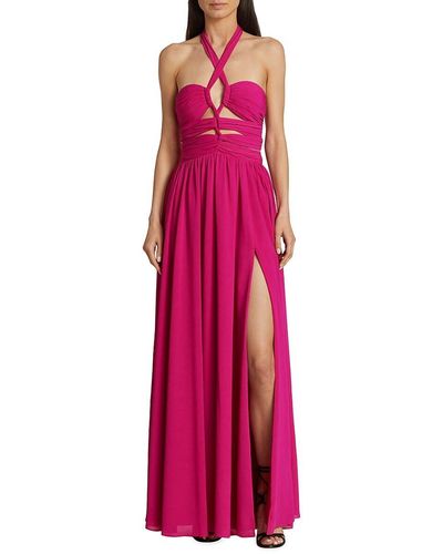 Ronny Kobo Ally Cutout Halter Gown - Pink