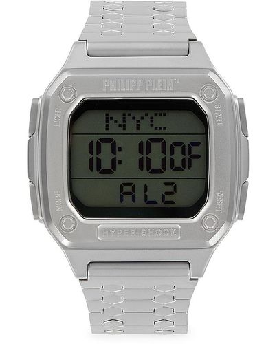 Philipp Plein Hyper Shock 44Mm Stainless Steel Digital Bracelet Watch - Grey