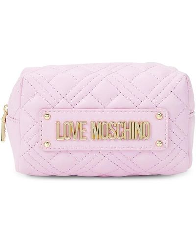 Love Moschino Diamond Quilted Cosmetic Case - Pink
