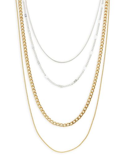 Ava & Aiden 4-pieces Two Tone Plated Chain Necklace Set - White