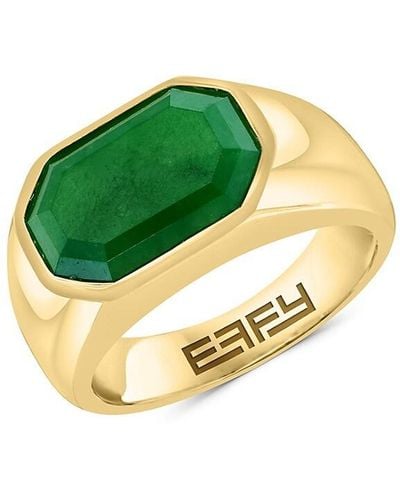 Effy Goldplated Sterling Silver & Jade Ring - Green