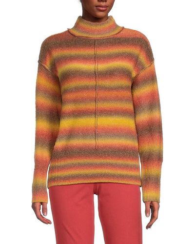 Beach Lunch Lounge Shadow Wool Blend Turtleneck Sweater - Orange