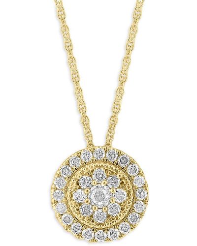 Effy ENY 14K Goldplated Sterling & 0.48 Tcw Diamond Circle Pendant Necklace - Metallic