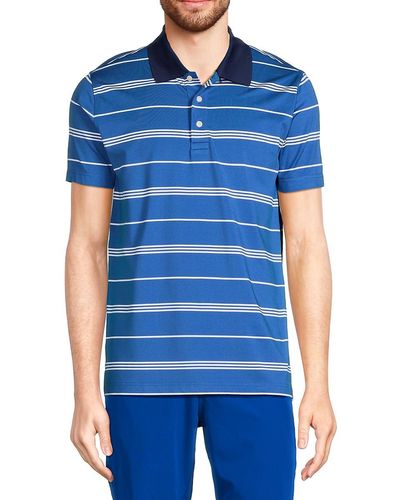 Brooks Brothers Striped Contrast Golf Polo - Blue