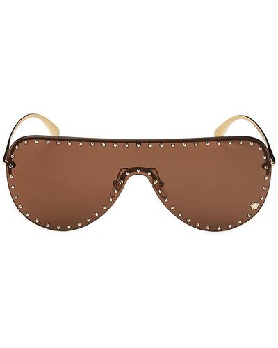 Versace 65mm Studded Shield Sunglasses - Brown