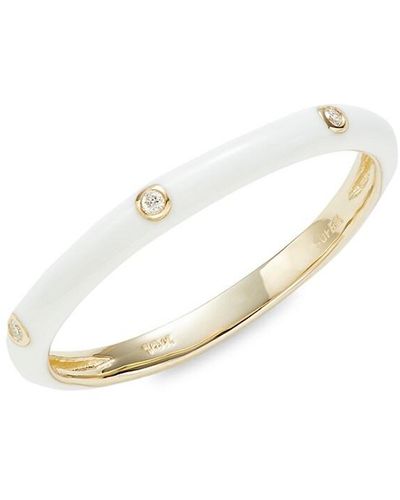 Nephora 14K, 0.02 Tcw Diamond & Enamel Band Ring - White