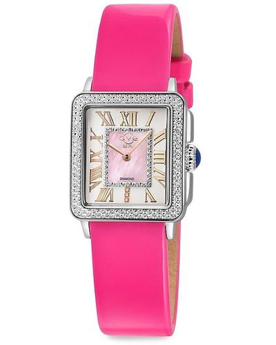 Gevril Padova Stainless Steel, Leather & Diamond Watch - Pink
