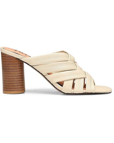 Joie Stacked Heel Leather Sandals - White
