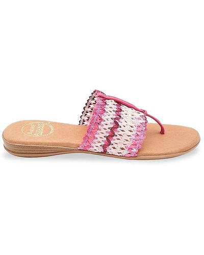 Andre Assous Woven Thong Sandals - Pink