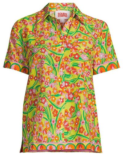Solid & Striped Cabana Floral Cover Up Shirt - Yellow