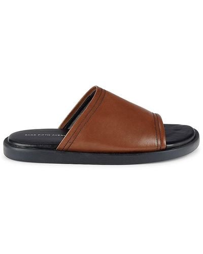 Saks Fifth Avenue Milios Leather Flat Sandals - Brown