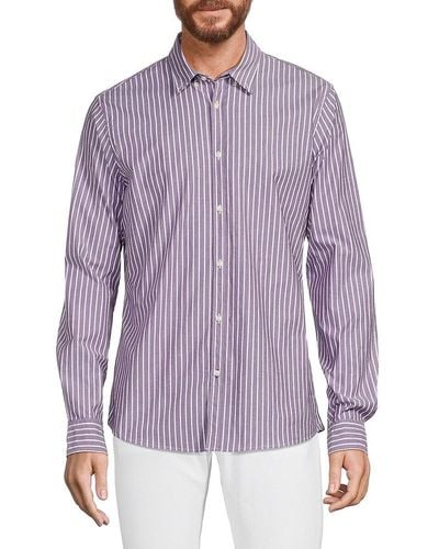 Scotch & Soda Slim Fit Striped Poplin Shirt - Purple