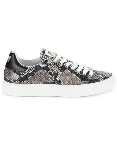Class Roberto Cavalli Python Embossed Leather Low Top Sneakers - Multicolor