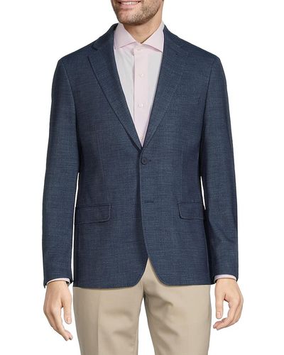 Calvin Klein Blue Windowpane Slim Fit Sport Coat, $350