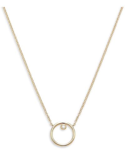 Saks Fifth Avenue 14k Yellow Gold & 0.03 Tcw Diamond Necklace/16" - Metallic