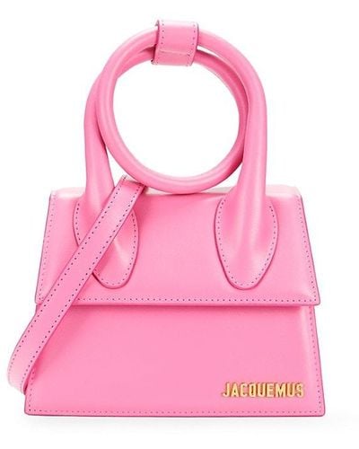 Jacquemus Le Chiquito Noeud Leather Logo Top Handle Bag - Pink
