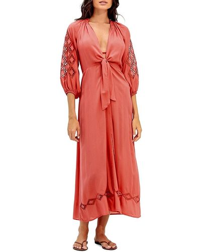 ViX Plunging Cover Up Dress - Red