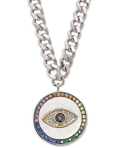 Effy Sterling Silver & Multi Stone Evil Eye Pendant Necklace - Metallic
