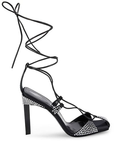 The Attico Adele Embellished Lace Up Court Shoes - Black