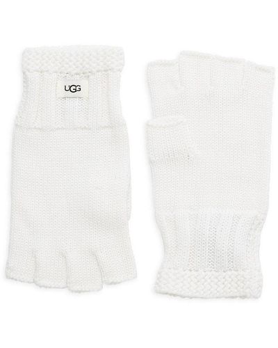 UGG Fingerless Knit Gloves - White