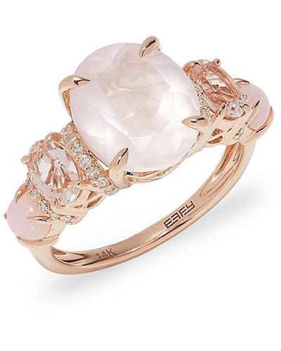 Effy 14K Rose, Quartz, Opal, Moonstone & Diamond Ring - Pink