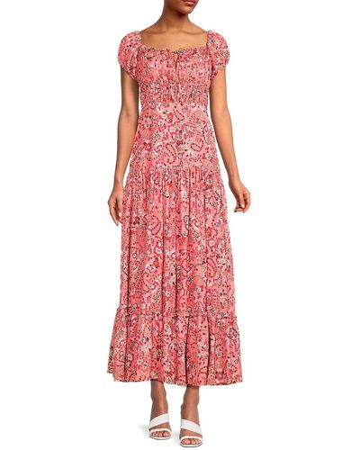 AREA STARS Gisele Floral & Paisley Maxi Dress - Red