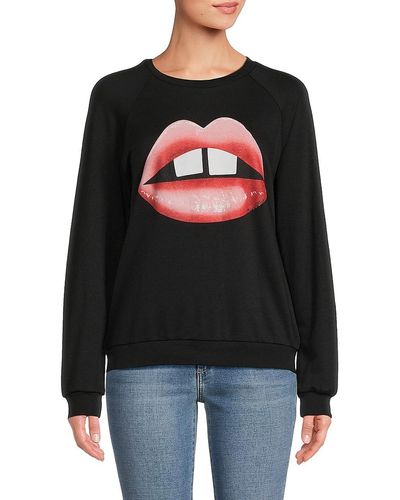 Lauren Moshi Lips Crewneck Sweatshirt - Black