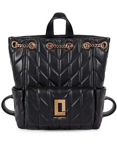Karl Lagerfeld Lafayette Logo Leather Backpack - Black