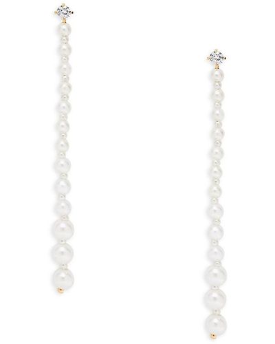 Shashi Miami Vice 14k Gold Plated, Cubic Zirconia & Faux Pearl Drop Earrings - White