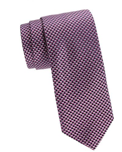 Brooks Brothers Checker Silk Jacquard Tie - Purple
