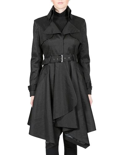 Belle Fare Hanky Belted Trench Coat - Black