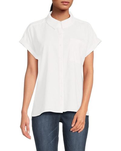 Calvin Klein Boxy Button Up Top - White