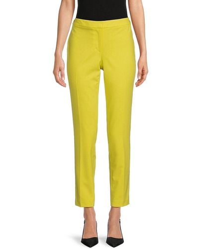 Calvin Klein Solid Flat Front Pants - Yellow