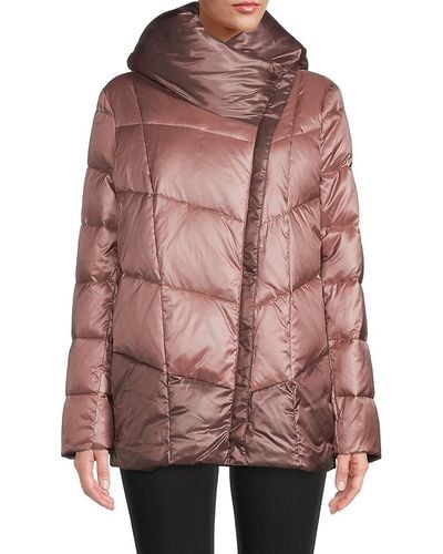 Donna Karan Down Hooded Puffer Jacket - Red