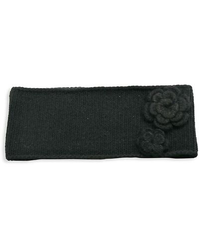 Portolano Floral Cashmere, Wool & Silk Headband - Black