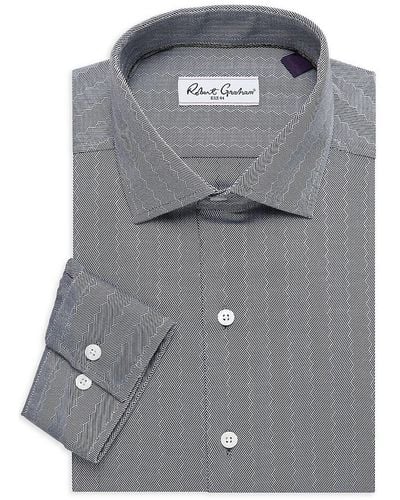 Robert Graham Cotton Tailored Fit Dress Shirt - Grey