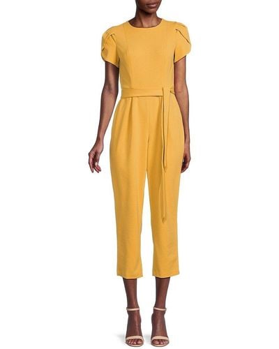 Calvin Klein Belted Cropped Jumpsuit - Yellow