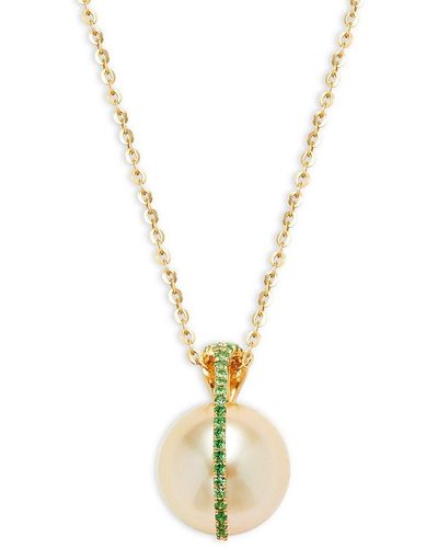 Tara Pearls 18K, 11-12Mm Cultured Golden South Sea Pearl & Diamond Pendant Necklace - Metallic