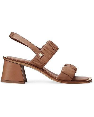 Bruno Magli Sibilla Block Heel Leather Ruched Sandals - Brown