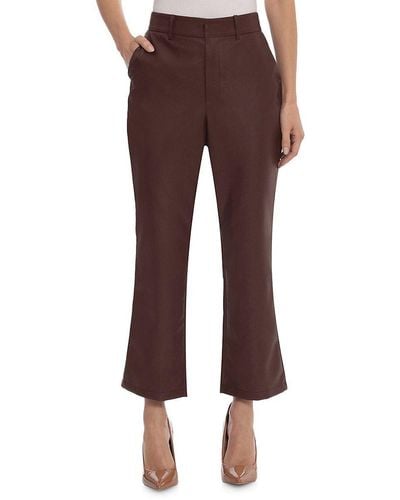 Bagatelle Vegan Faux Leather Cropped Flare Pants - Brown