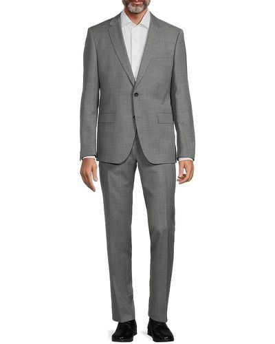 BOSS Slim Fit Virgin Wool Suit - Grey