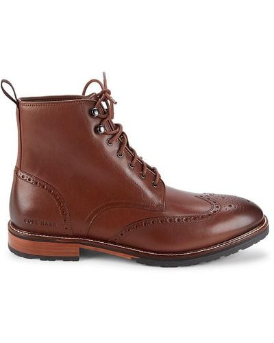 Cole Haan Berkshire Wingtip Leather Ankle Boots - Brown