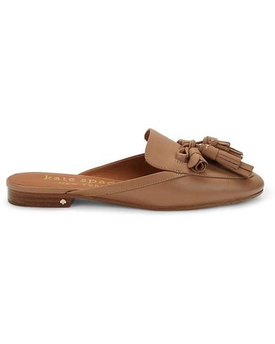 Kate Spade Cadenza Leather Mules - Natural