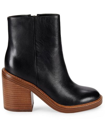 Marc Fisher Ml Haleena Leather Ankle Boots - Black