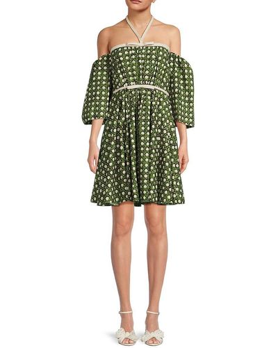 Giambattista Valli Halter Print Mini Dress - Green